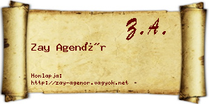 Zay Agenór névjegykártya